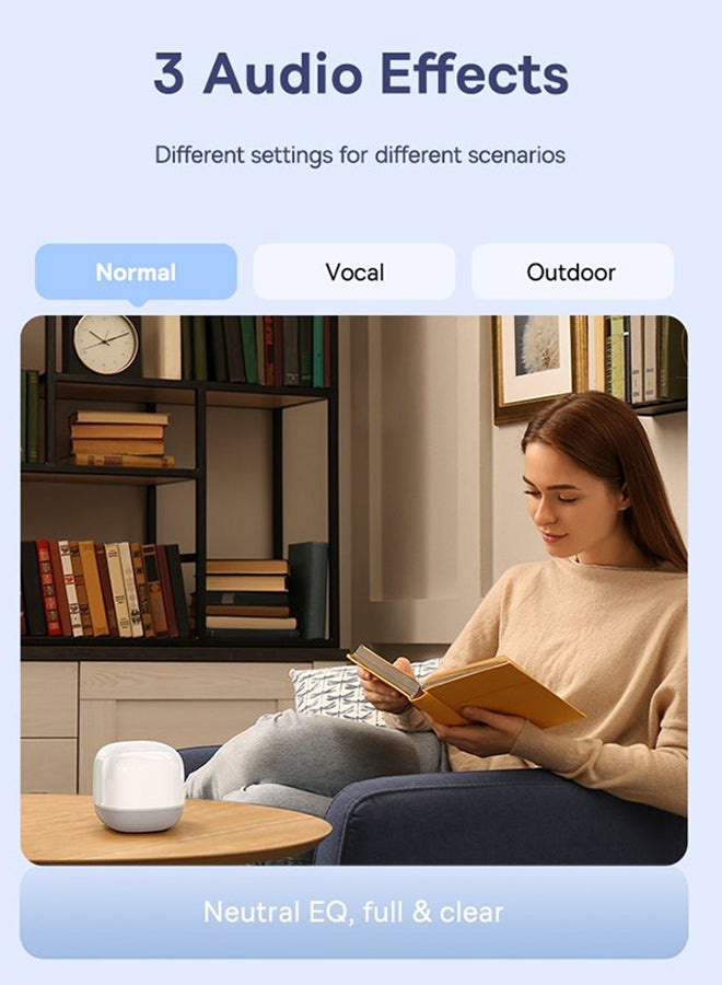 Baseus - AeQur V2 Portable Bluetooth TWS Bluetooth 5.0 Wireless 360 Degree Powerful Bass Sound 3EQ Modes Speakers White White - Image 1