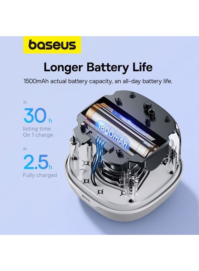 Baseus - AeQur V2 Portable Bluetooth TWS Bluetooth 5.0 Wireless 360 Degree Powerful Bass Sound 3EQ Modes Speakers White White - Image 1