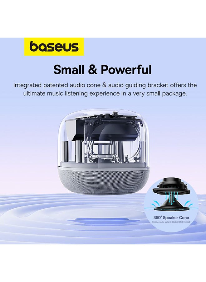 Baseus - AeQur V2 Portable Bluetooth TWS Bluetooth 5.0 Wireless 360 Degree Powerful Bass Sound 3EQ Modes Speakers White White - Image 1