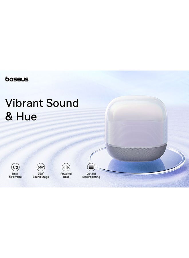 Baseus - AeQur V2 Portable Bluetooth TWS Bluetooth 5.0 Wireless 360 Degree Powerful Bass Sound 3EQ Modes Speakers White White - Image 1