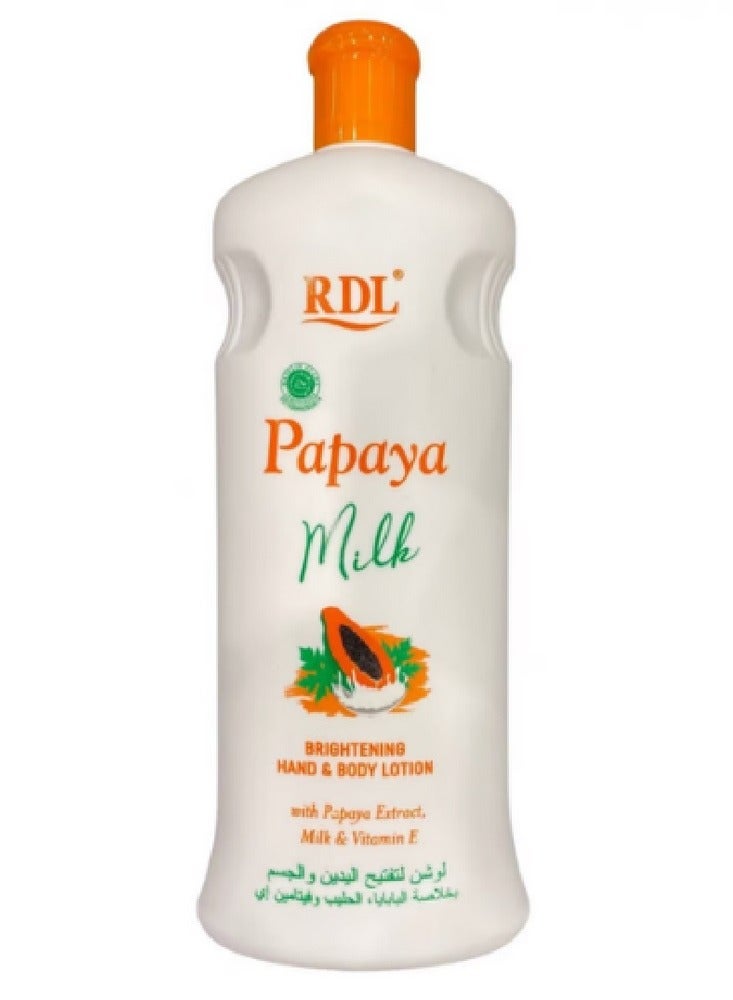 ار دي ال Papaya Milk Brightening Hand & Body Lotion With Papaya Extract Milk & Vitamin E 600ml 