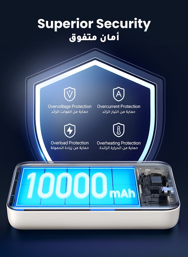 باور بانك لاسلكي مغناطيسي 10000 مللي أمبير في الساعة ماجسيف شاحن لاسلكي محمول شحن سريع PD 20 وات شحن سلكي ايفون ماجسيف شاحن بطارية لسلسلة ايفون،الساعة ابل، إيربودز وسامسونج أبيض 10000 mAh - pnsku/N70027469V/45/_/1710950005/9f1c7e55-5137-4514-94ad-3ce8b0e100f8
