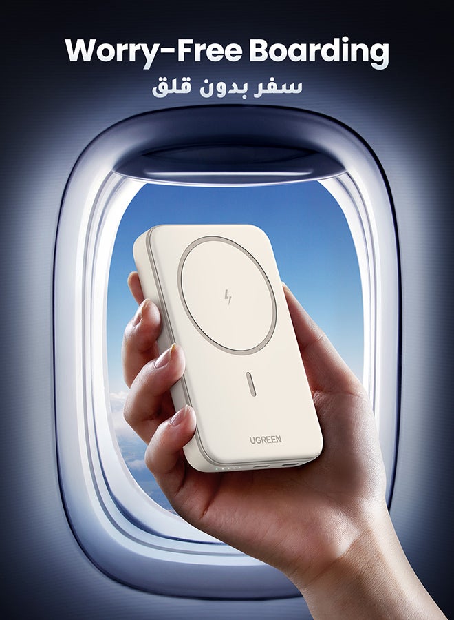 يو جرين - باور بانك لاسلكي مغناطيسي 10000 مللي أمبير في الساعة ماجسيف شاحن لاسلكي محمول شحن سريع PD 20 وات شحن سلكي ايفون ماجسيف شاحن بطارية لسلسلة ايفون،الساعة ابل، إيربودز وسامسونج أبيض 10000 mAh - Image 1