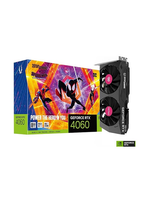 ZOTAC GAMING GEFORCE RTX 4060 Ti AMP SPIDER-MAN Edition Graphics Card, 16GB GDDR6 128-bit Memory, 2595MHz Boost Clock, 18Gbps Memory Speed, PCI E 4.0, 3x DP1.4a / 1x HDMI Black