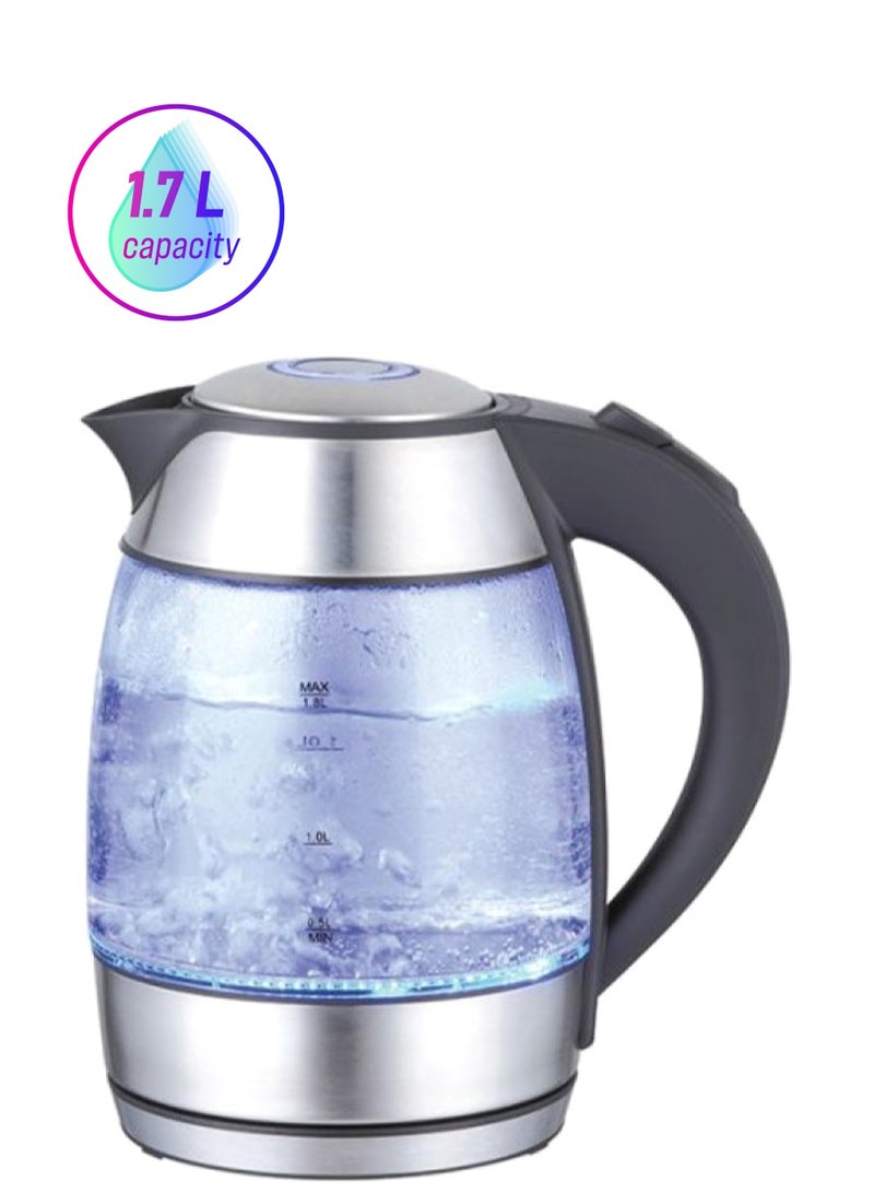 غلاية كهربائية زجاجية 1.7 لتر، 2200 واط، E03208 شفاف