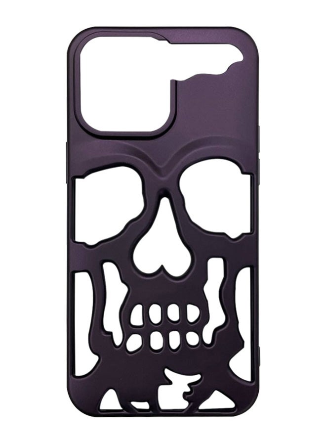 MARGOUN - iPhone 14 Pro Case 3D Hollow Skull Breathable Phone Luxury Plating Colorful Matte Shockproof Cover Ultra Thin Full Surround Anti Fall Purple - Image 1