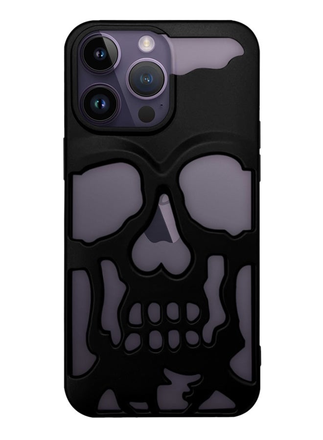 MARGOUN iPhone 14 Pro Case 3D Hollow Skull Breathable Phone Luxury Plating Colorful Matte Shockproof Cover Ultra Thin Full Surround Anti Fall Black - Image 1