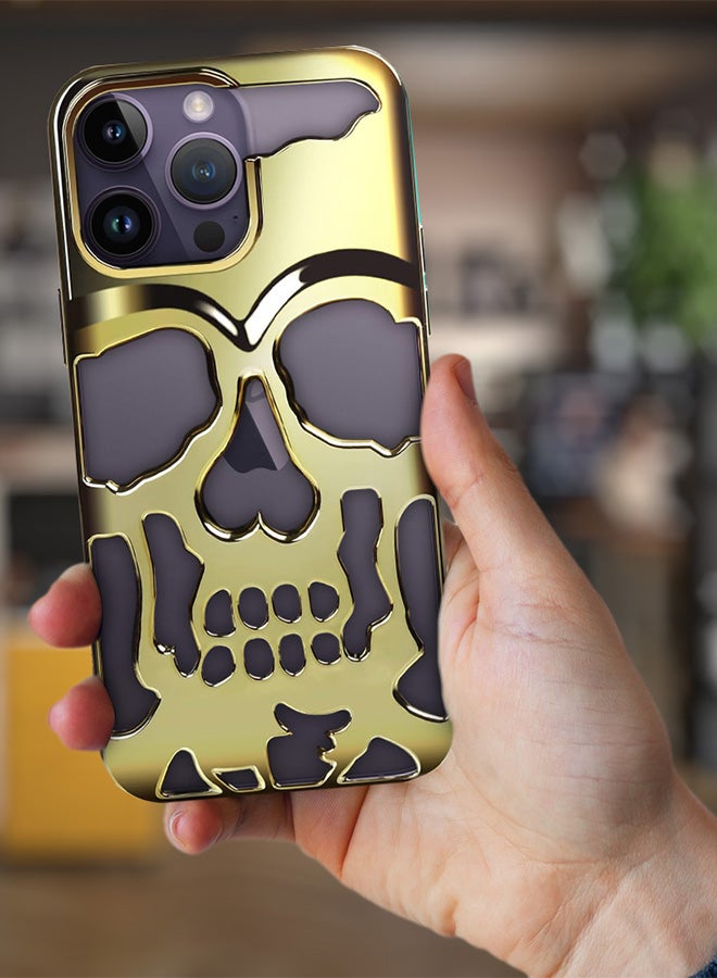 مارجون جراب iPhone 14 Pro Max بتصميم جمجمة مجوفة ثلاثية الأبعاد قابل للتنفس، غطاء فاخر غير لامع ملون مقاوم للصدمات، رفيع للغاية، محيطي بالكامل، مضاد للسقوط - Image 2