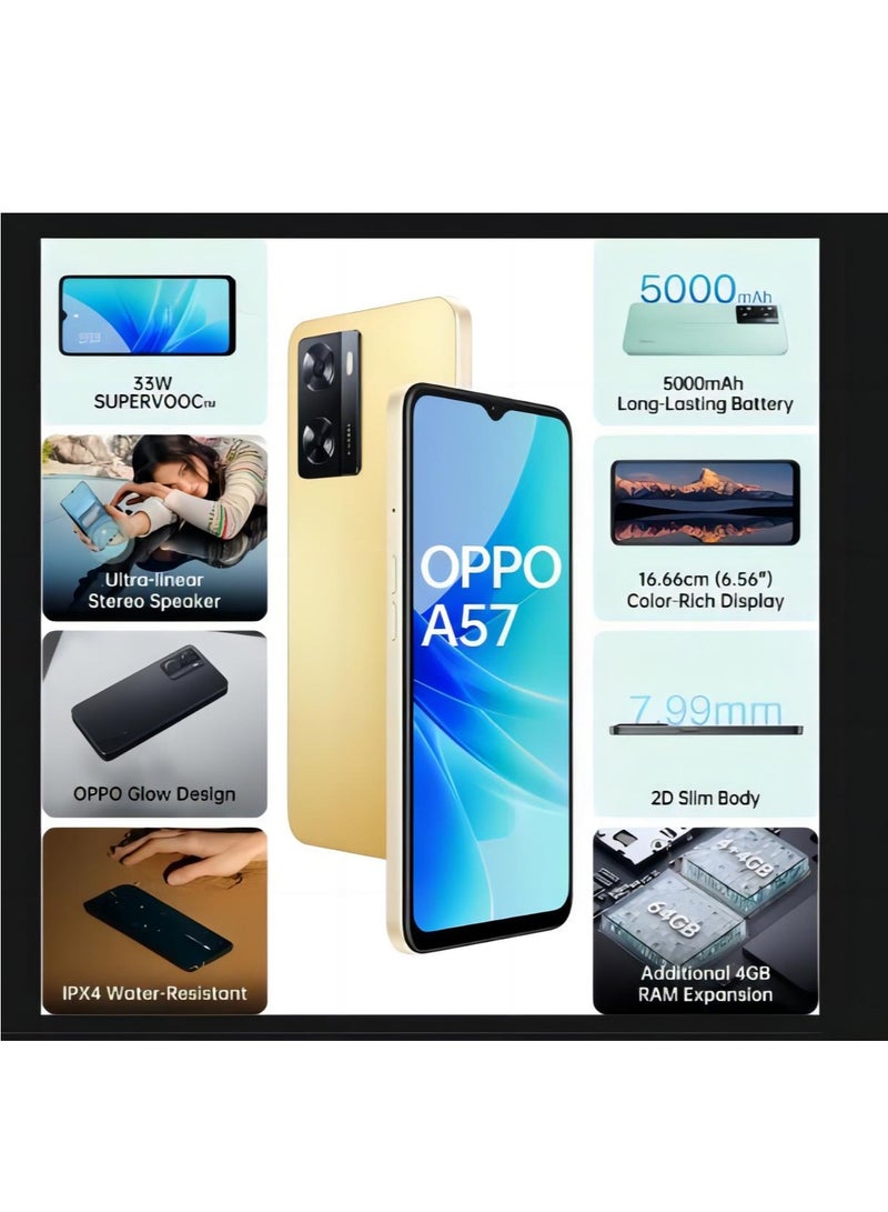 OPPO - A57 Dual SIM Glowing Gold 8GB RAM 256GB 4G LTE - International Version - Image 1