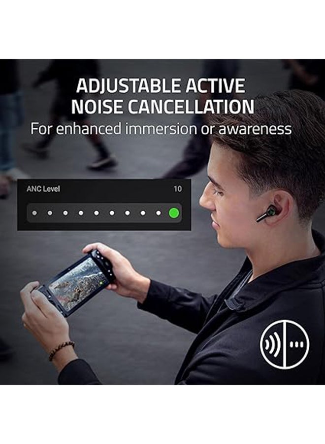 RAZER - Hammerhead Pro HyperSpeed True Wireless Gaming Earbuds, Razer HyperSpeed Wireless, Razer Chroma RGB, Bluetooth 5.3, Adjustable ANC, RZ12-04590100-R3G1 Black - Image 1