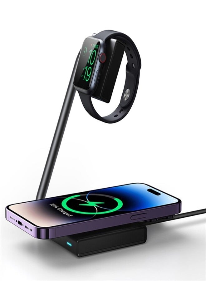 JOYROOM - JOYROOM JR-WQN05 2-in-1 Magnetic Wireless Charger 15W Folding Charging Station Stand for iPhone / iWatch - Image 1
