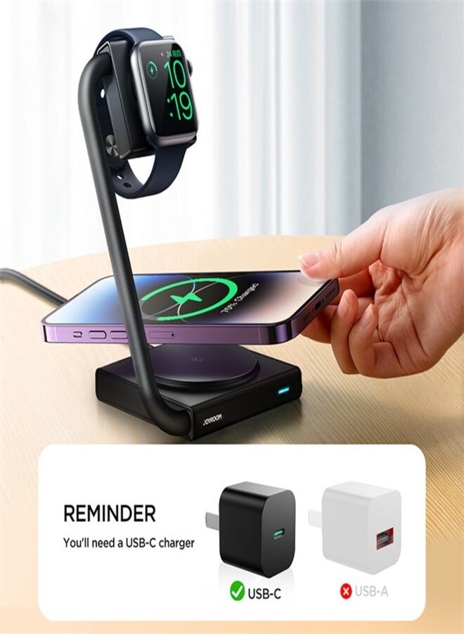 JOYROOM - JOYROOM JR-WQN05 2-in-1 Magnetic Wireless Charger 15W Folding Charging Station Stand for iPhone / iWatch - Image 1