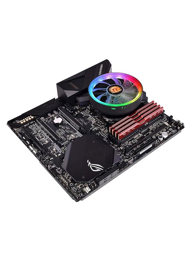 Thermaltake - CL-P064-AL12SW-A UX100 5V Motherboard ARGB Sync 16.8 Million Colors 15 Addressable LED Intel/AMD Universal Socket Hydraulic Bearing 65W CPU Cooler Black - Image 1