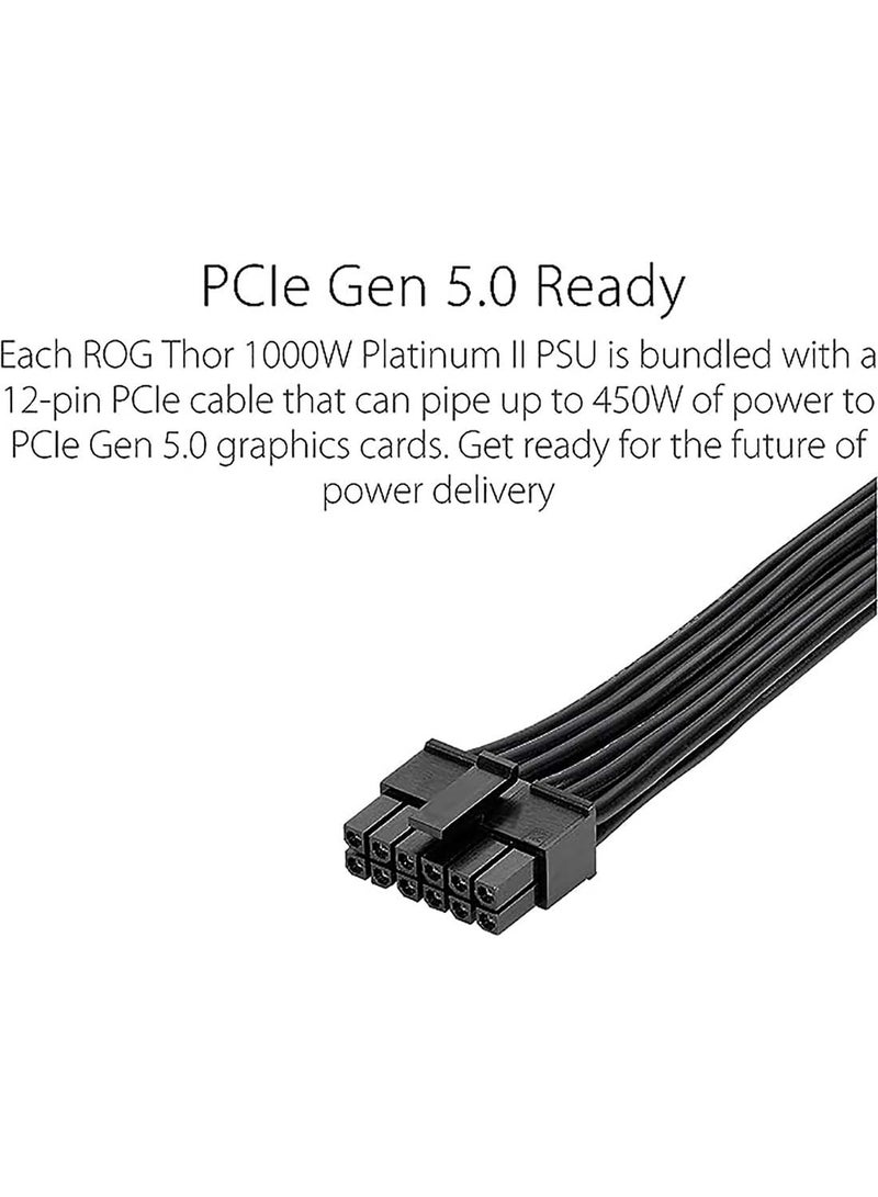 ASUS - ROG Thor 1000W Platinum II Power Supply - Lambda A++ Certification, ROG heatsinks, 135mm Axial-tech fan with PWM control, 80 Plus Platinum Certification,OLED display, Aura Sync Black - Image 1