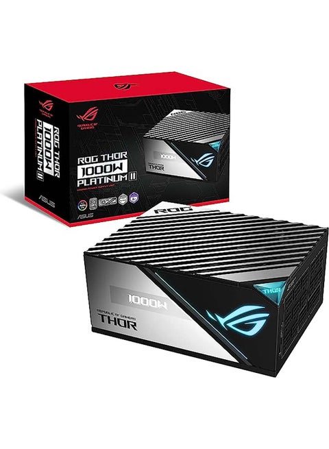 ROG Thor 1000W Platinum II Power Supply - Lambda A++ Certification, ROG heatsinks, 135mm Axial-tech fan with PWM control, 80 Plus Platinum Certification,OLED display, Aura Sync Black