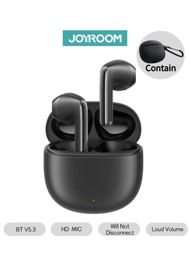 JR-FB1 In-Ear True Wireless Bluetooth 5.3 Headphones Dns Call Noise Reduction 65ms Low Latency Fast Charging IP54 Waterproof With Charging Box And Protective Cover Black 