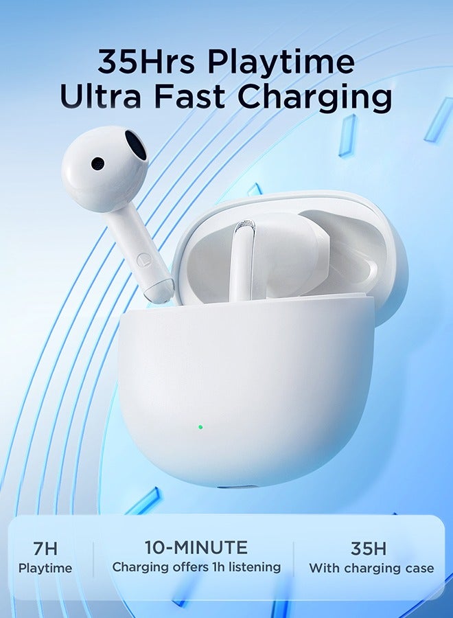 JOYROOM - JR-FB1 In-Ear True Wireless Bluetooth 5.3 Headphones Dns Call Noise Reduction 65ms Low Latency Fast Charging IP54 Waterproof With Charging Box And Protective Cover White - Image 1