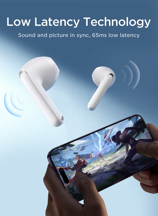 JOYROOM - JR-FB1 In-Ear True Wireless Bluetooth 5.3 Headphones Dns Call Noise Reduction 65ms Low Latency Fast Charging IP54 Waterproof With Charging Box And Protective Cover White - Image 1