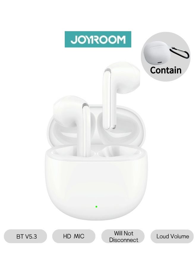 JOYROOM - JR-FB1 In-Ear True Wireless Bluetooth 5.3 Headphones Dns Call Noise Reduction 65ms Low Latency Fast Charging IP54 Waterproof With Charging Box And Protective Cover White - Image 1