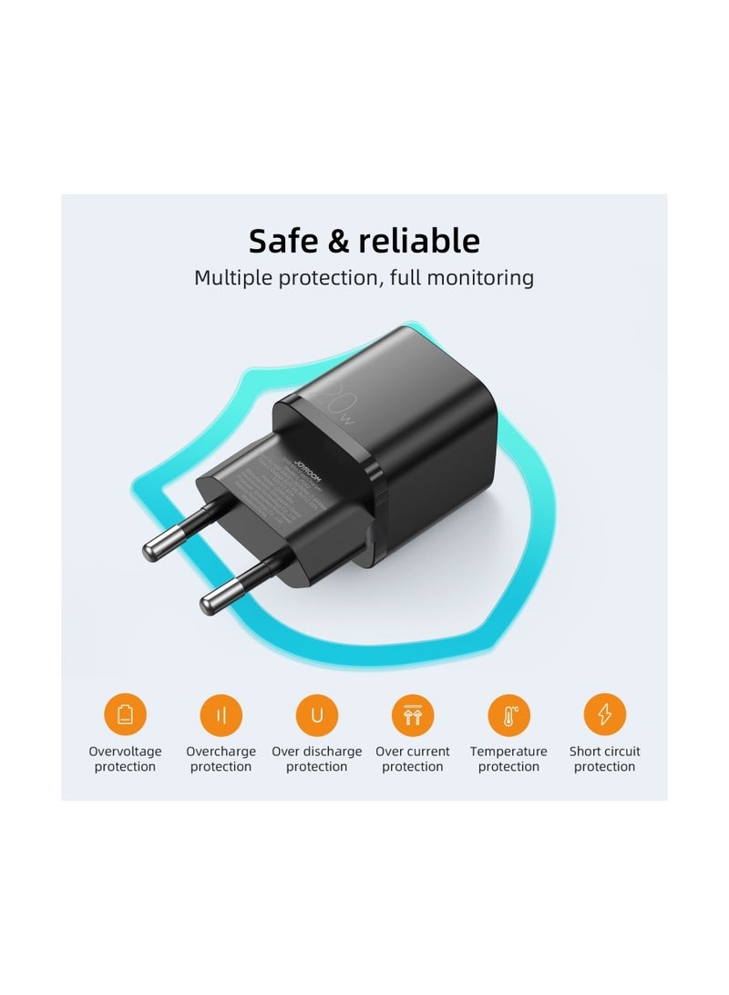 JOYROOM JOYROOM L-P202 Travel Series 20W PD USB-C / Type-C Mini Fast Charger, EU Plug(Black Black  - Image 3