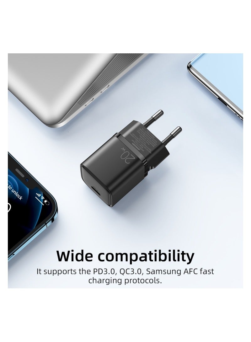 JOYROOM JOYROOM L-P202 Travel Series 20W PD USB-C / Type-C Mini Fast Charger, EU Plug(Black Black  - Image 4