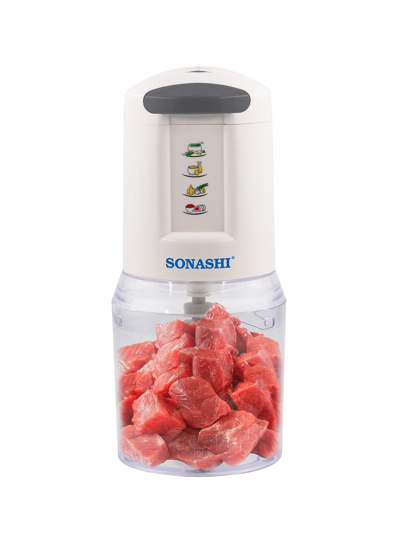 SONASHI - Kitchen Chopper with Unbreakable PC Jar | Double Stainless Steel Blades Mincer with 2 Speeds | Overheat Protection and Safety Lock System | Chopping, Dicing & Mincing 500 ml 300 W SMC-22 White - Image 1