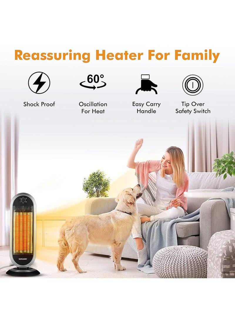 SONASHI Carbon Heater, Wide Angle Oscillation Function | Two Heating Power 450W / 900 W SCH-4000 Black/Grey - Image 3