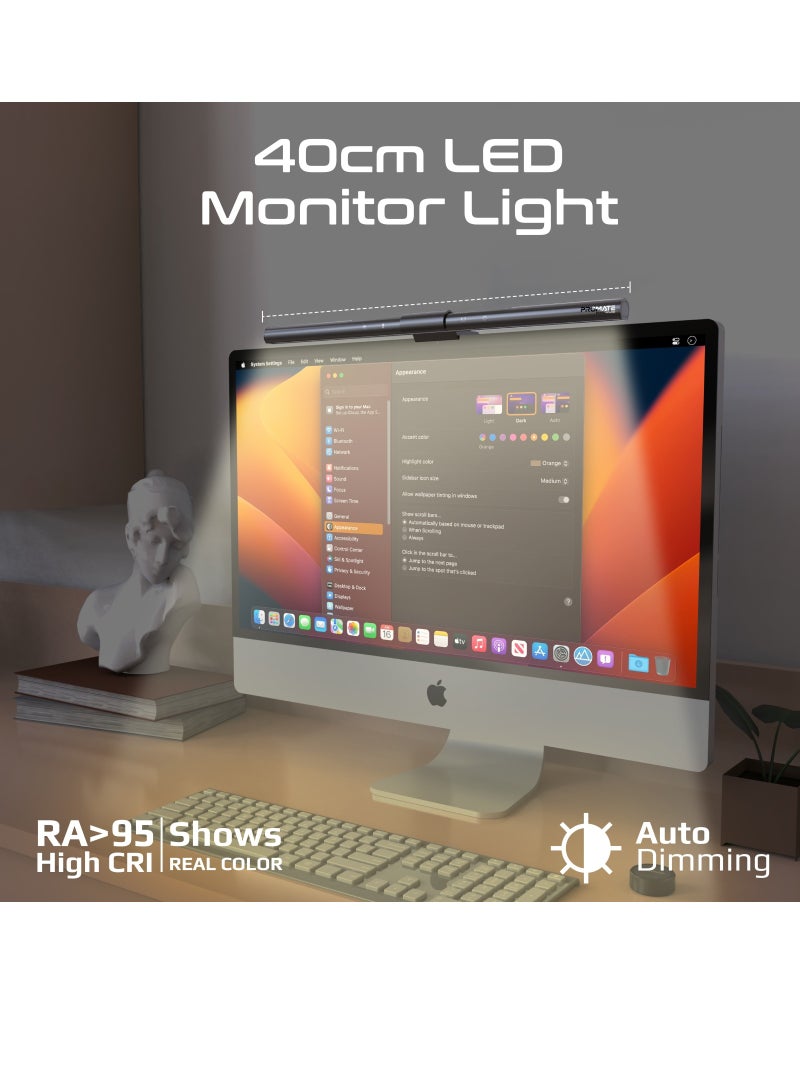 PROMATE Computer Monitor Light Bar, 40cm Eye Protection LED Desk Lamp with Wireless Controller, Asymmetrical Light, Anti-Glare, Adjustable Temperature and Auto Dimming  - Image 2
