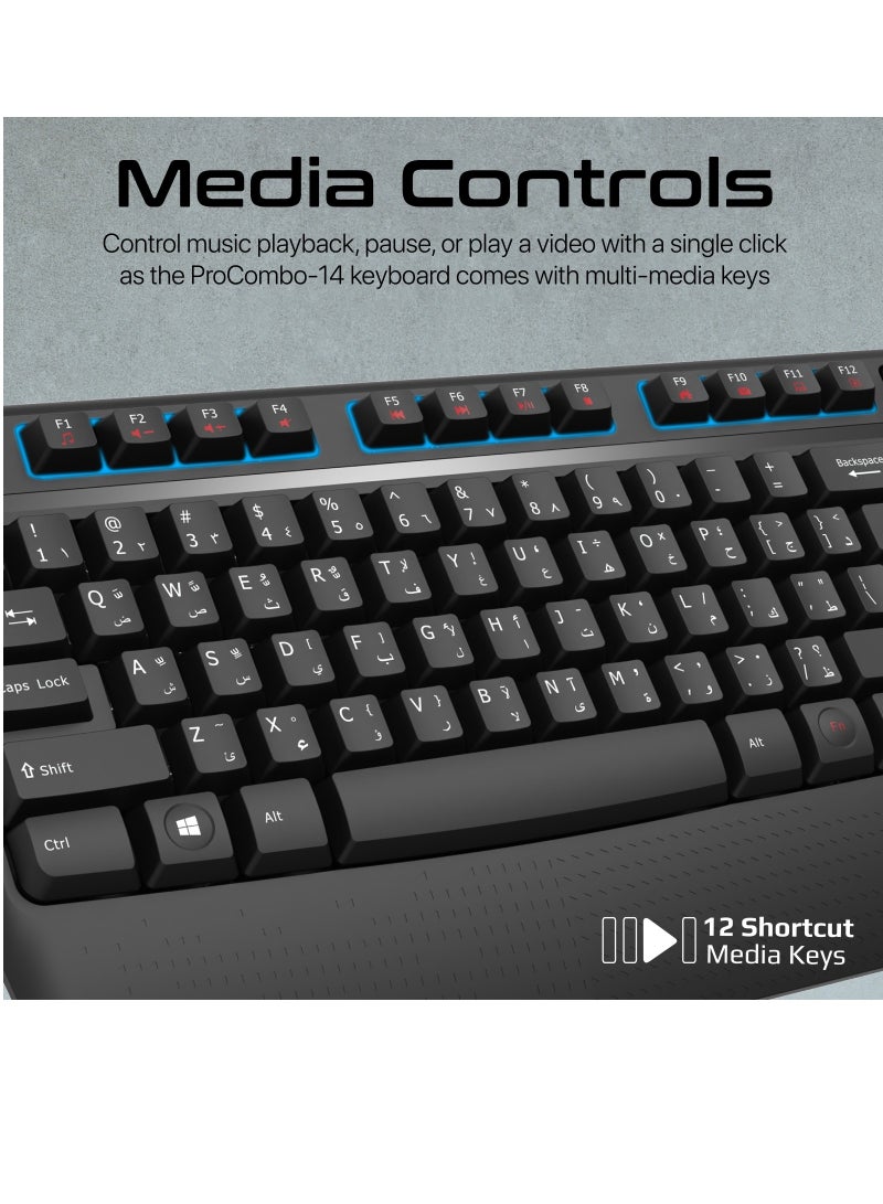 PROMATE Wireless Keyboard and Mouse Combo, 2.4GHz Wireless with Built-In Palm Rest, Multi-Grip 1200 DPI Mouse, Nano USB Receiver  - Image 5