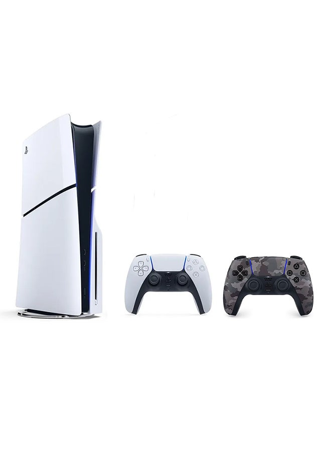 Sony - PlayStation 5 Slim Console Disc Version With Extra Grey Camouflage Controller - Image 1