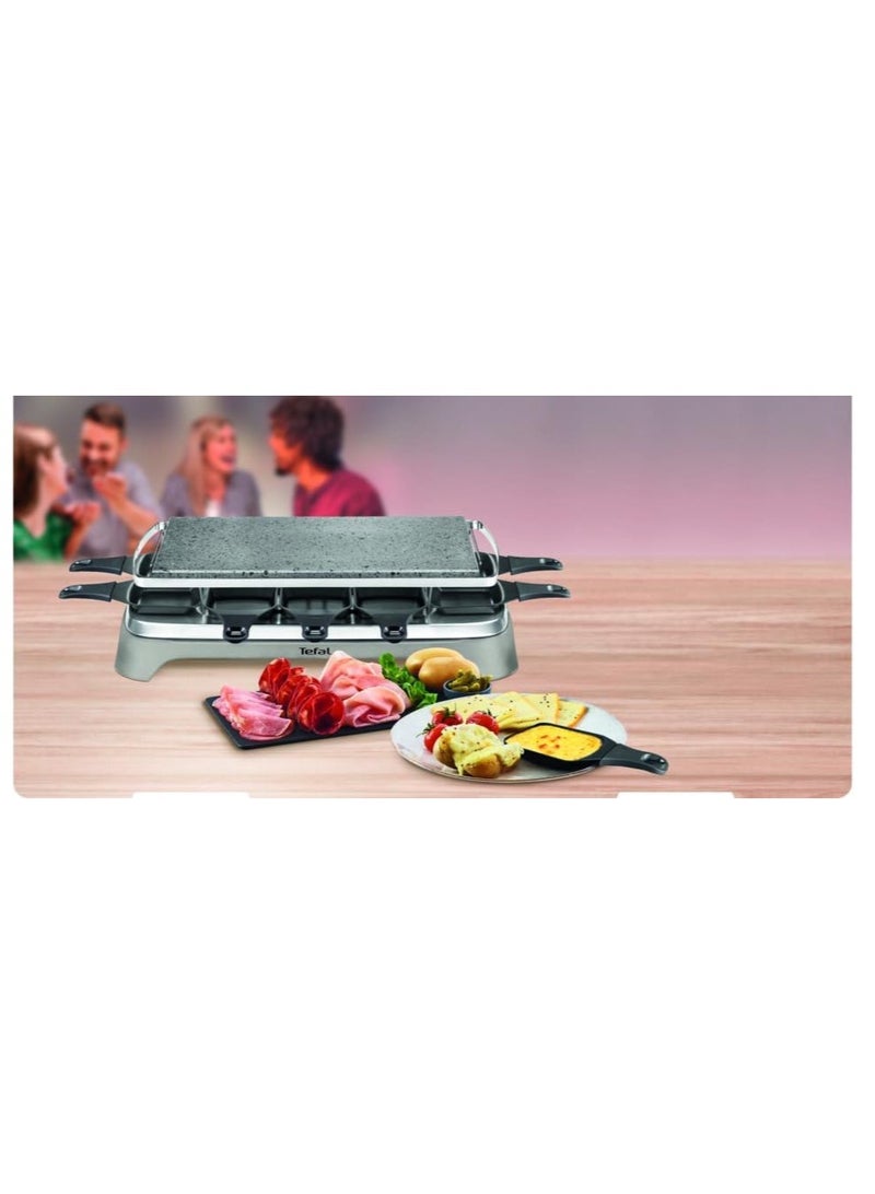 Tefal - Pierrade Raclette 1350 Watts Stone Grill Plate 10 Non-Stick Dishwasher Safe Pans Including Scraper Detachable Cable PR457B Grey - Image 1