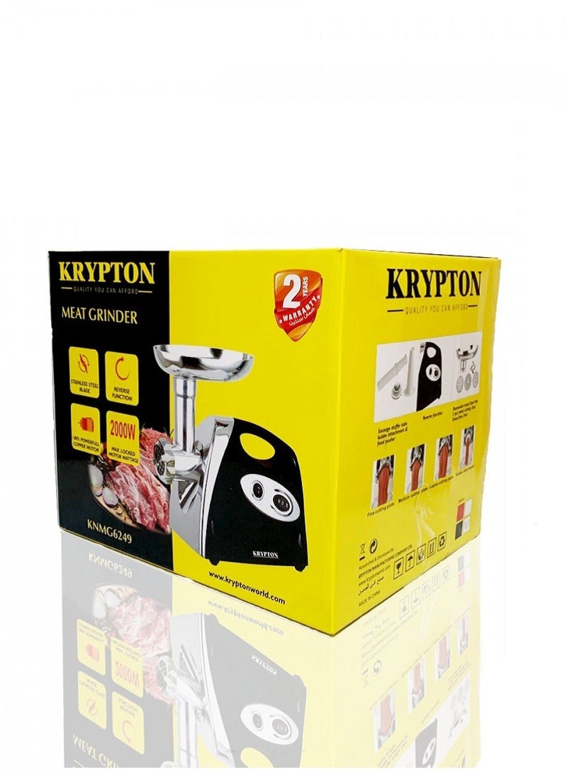 KRYPTON Electric Meat Mincer With Reverse Function 1 kg Silver 200 W KNMG6249 Black  - Image 3