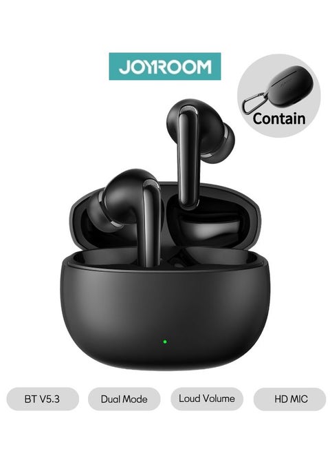 سماعات JR-FB3 داخل الأذن بتقنية Bluetooth V5.3 اللاسلكية مع صوت جهير ثقيل ووضع Hifi مزدوج 65 مللي ثانية زمن استجابة منخفض وشحن سريع IP54 مقاوم للماء مع حافظة واقية وصندوق شحن أسود