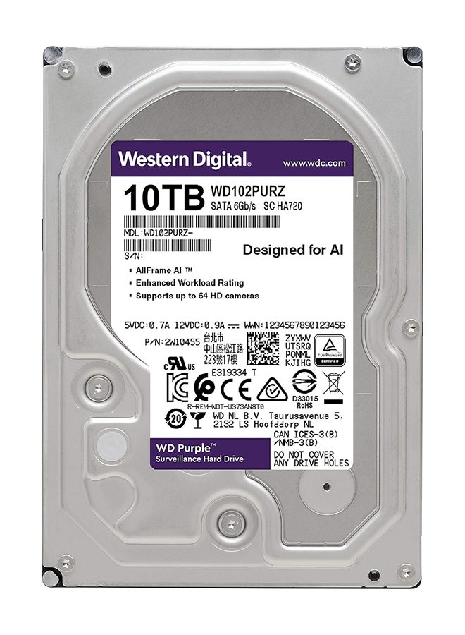 WD - Purple Surveillance Hard Drive 10TB WD102PURZ 10 TB - Image 1