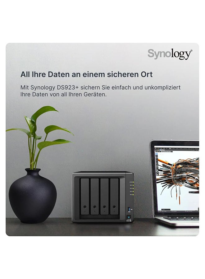 سينولوجي مجموعة DS923+ 4-Bay Diskstation NAS (AMD Ryzen™ 4 Threads R1600 Dual-Core 4GB Ram 2xRJ-45 1GbE LAN-Port) سعة 32 تيرابايت مع 4 وحدات تخزين Seagate IronWolf سعة 8 تيرابايت  - Image 2