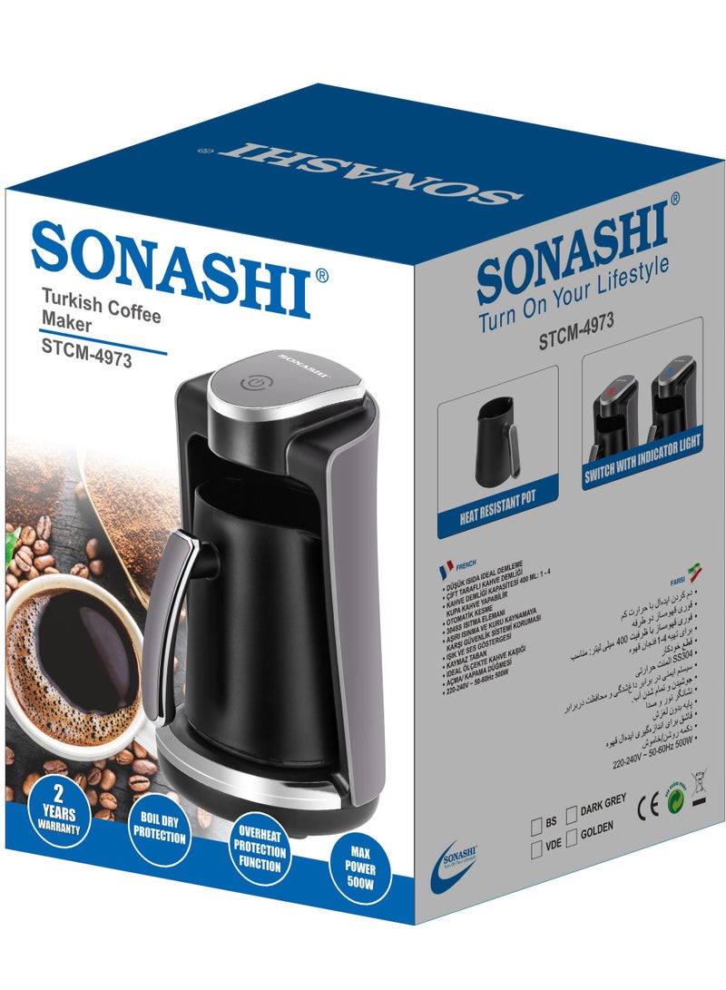 SONASHI - Electric Turkish Coffee Maker 250ML Capacity with Light & Sound Indicator | Auto Cut-Off Feature and Overheat Protection 250 ml 500 W STCM-4973 Black/Silver - Image 1