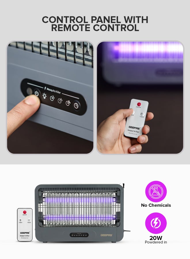 GEEPAS Mosquito Killer With Remote Control, Front Rear Double Grid, Suspensible, Drawer Type Storage Box, Low Power Consuption GBK25605 Dark Grey  - Image 2