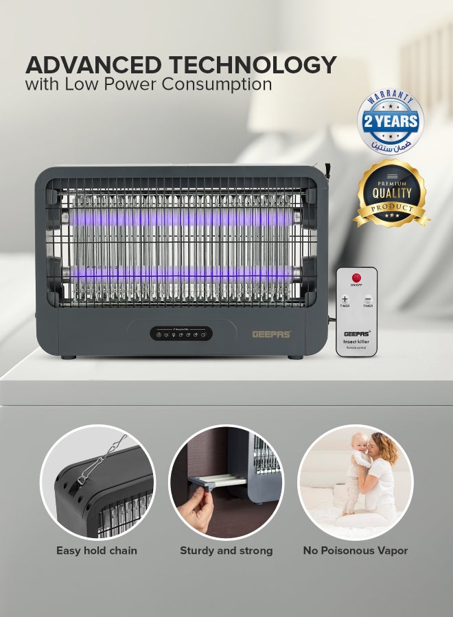 GEEPAS Mosquito Killer With Remote Control, Front Rear Double Grid, Suspensible, Drawer Type Storage Box, Low Power Consuption GBK25605 Dark Grey  - Image 3
