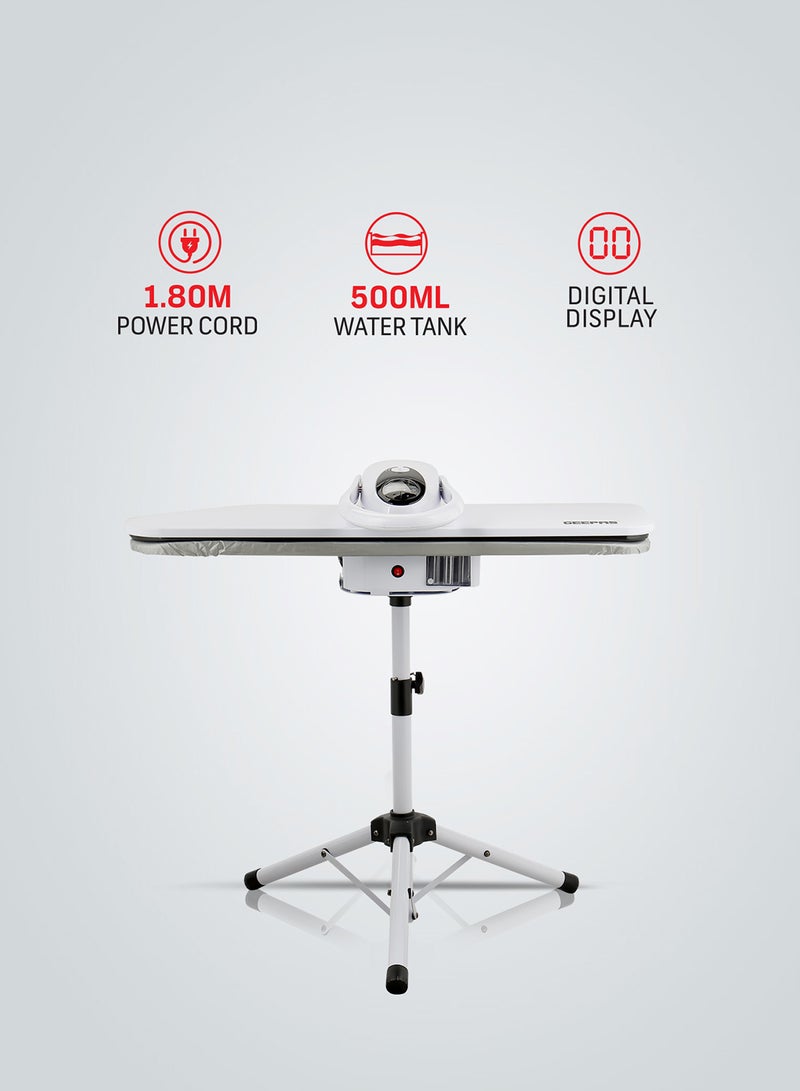 GEEPAS - Digital Steam Press With Stand 38"x10.5", Suitable For All Kinds Of Fabric And Safe For Delicate Fabrics/ Equipped With Metal Plate And 500 ml 2200 W GSP25037 White - Image 1