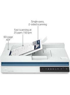HP ScanJet Pro 2600 f1, Fast 2-Sided scanning and auto Document Feeder (20G05A) White  - Image 2
