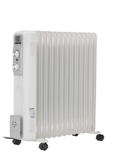 GEEPAS 13 Fins Oil Filled Radiator Heater- 1100W, 1500W, 2600W, High Performance with 3 Heating Settings, Adjustable Thermostat/ Overheat Protection, with Stable Castor Wheels 2600 W GRH28562 White  - Image 1