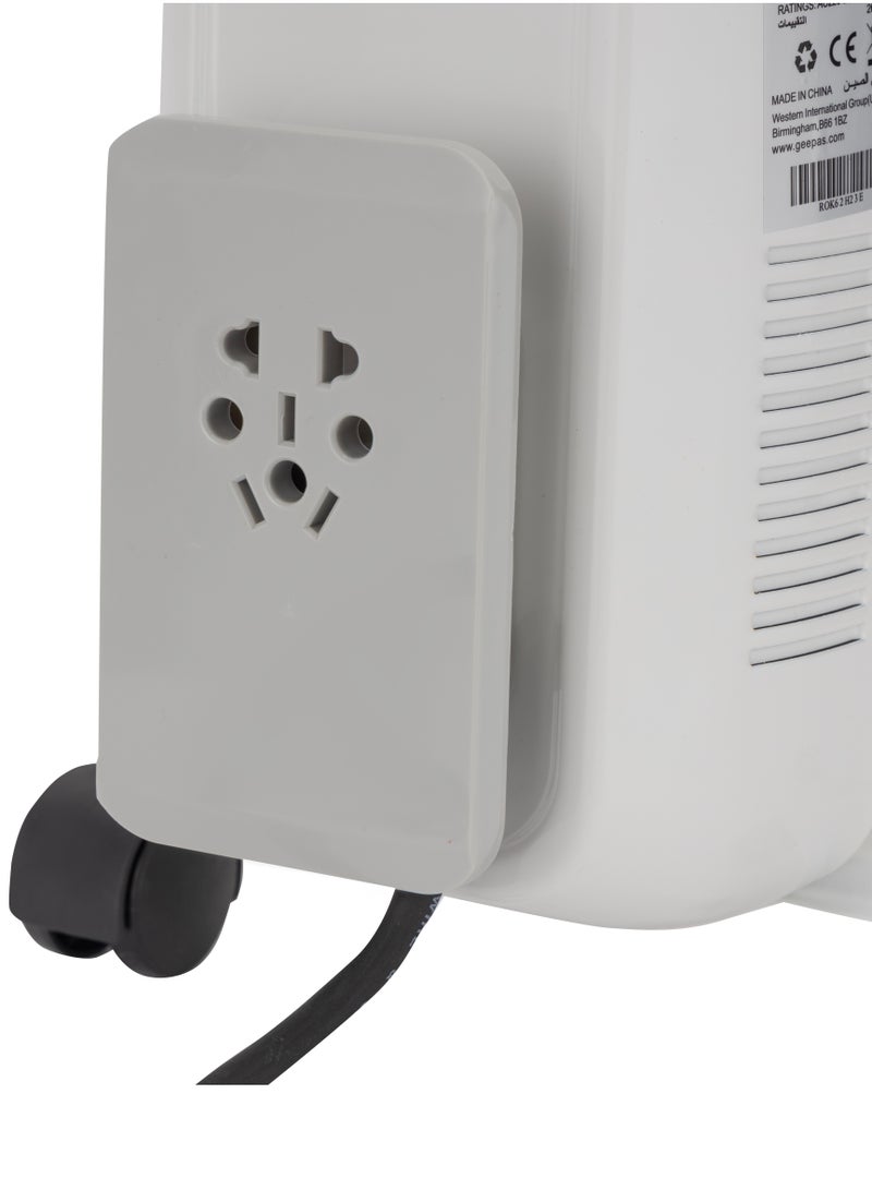 GEEPAS 13 Fins Oil Filled Radiator Heater- 1100W, 1500W, 2600W, High Performance with 3 Heating Settings, Adjustable Thermostat/ Overheat Protection, with Stable Castor Wheels 2600 W GRH28562 White  - Image 5