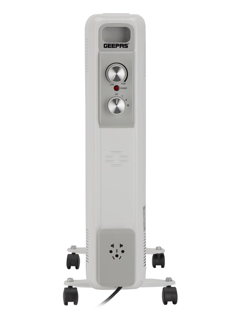 GEEPAS 13 Fins Oil Filled Radiator Heater- 1100W, 1500W, 2600W, High Performance with 3 Heating Settings, Adjustable Thermostat/ Overheat Protection, with Stable Castor Wheels 2600 W GRH28562 White  - Image 3