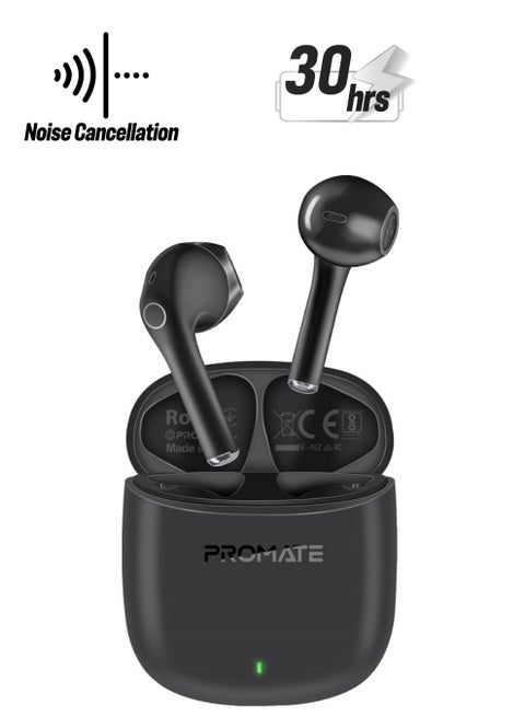 True Wireless Earbuds, In-Ear Bluetooth v5.3 Earphones With ENC Noise Reduction, 30-Hour Playback Time, Intelligent Touch Controls And 300mAh Charging Case For iPhone 16, Galaxy S25, iPad Air, Lima - Black