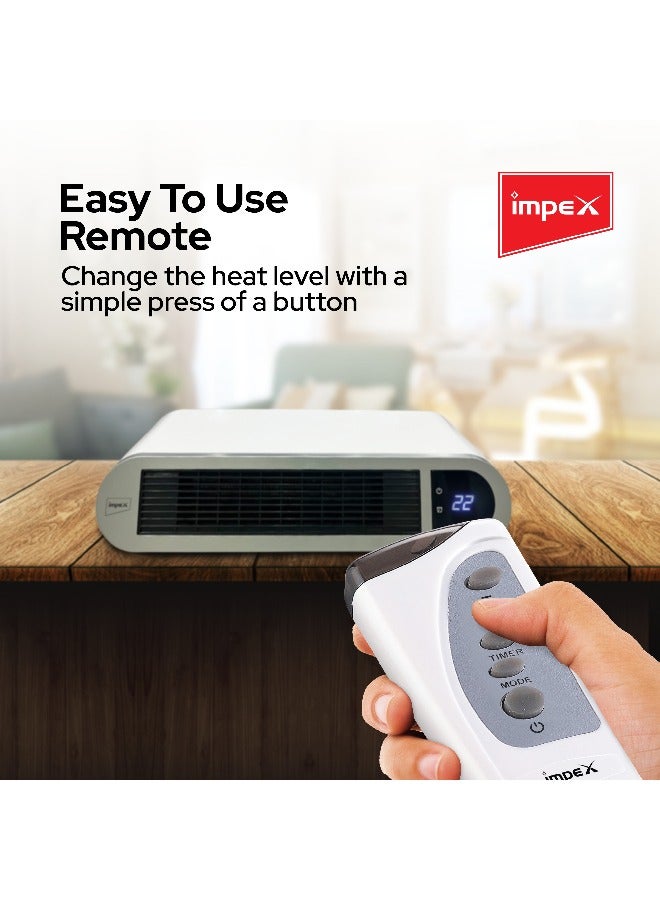 Impex - Wall Mounted Heater With Remote Control PTC Ceramic Element LED Display Overheating Protection 24 Hours Timer 2000 W HR 91 White - Image 1