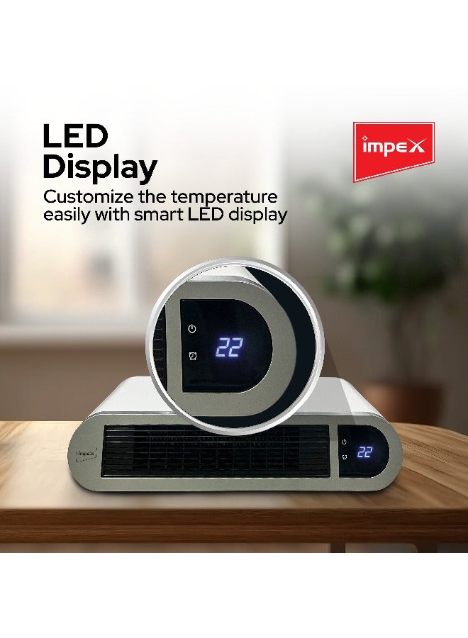 Impex - Wall Mounted Heater With Remote Control PTC Ceramic Element LED Display Overheating Protection 24 Hours Timer 2000 W HR 91 White - Image 1