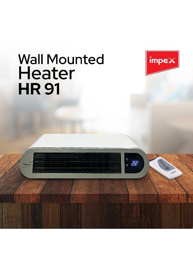 Impex - Wall Mounted Heater With Remote Control PTC Ceramic Element LED Display Overheating Protection 24 Hours Timer 2000 W HR 91 White - Image 1