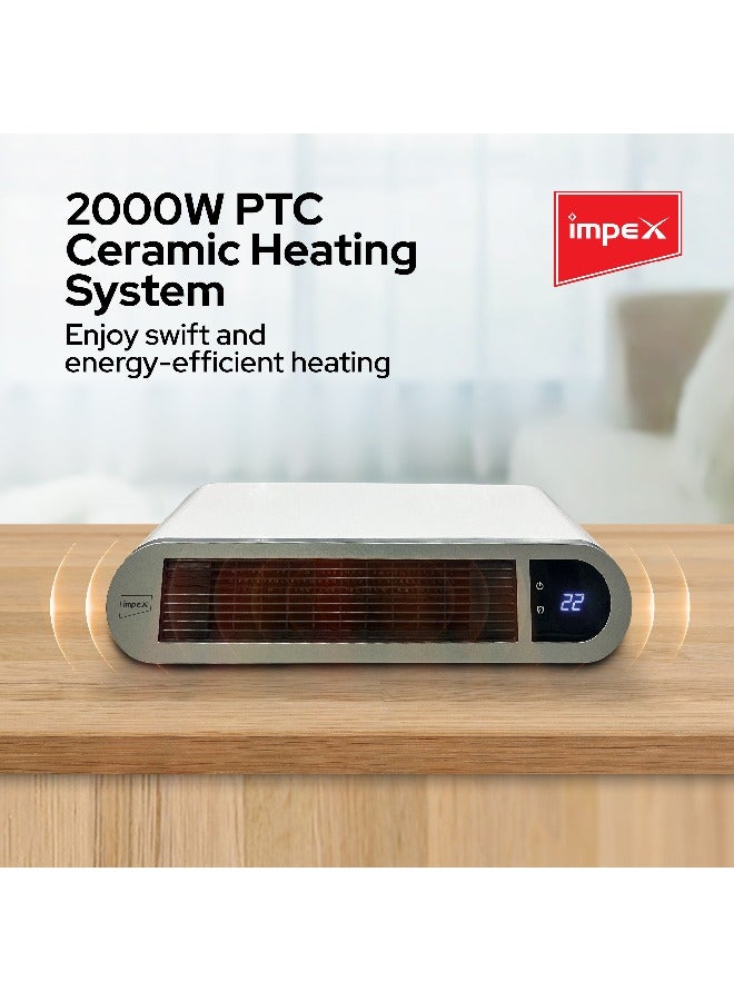 Impex - Wall Mounted Heater With Remote Control PTC Ceramic Element LED Display Overheating Protection 24 Hours Timer 2000 W HR 91 White - Image 1