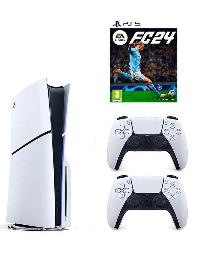 Sony PlayStation 5 Disc Slim Console With Extra White Controller And FC 24  - Image 1