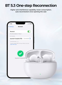 JOYROOM JR-FB3 In-Ear True Wireless Bluetooth V5.3 Headphones With Heavy Bass And Hifi Dual Mode 65ms Low Latency Fast Charging IP54 Waterproof With Protective Case And Charging Box White  - Image 3